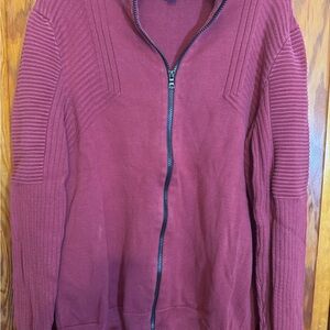 INC International Concepts Maroon Zip-Up Sweater